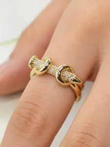 Elegant Unisex Zirconia Ring, Criss Cross Ring, Simple Nail Design Jewelry, Perfect Gift for Anniversaries, Valentine's Day, Birthdays