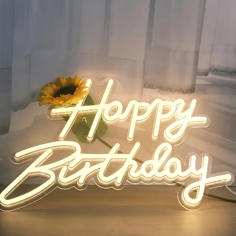 LED Happy Birthday Neon Sign, USB-Powered Home & Festive Party Night Light, Versatile Use Decor for All Birthday Party Backdrops,home decor