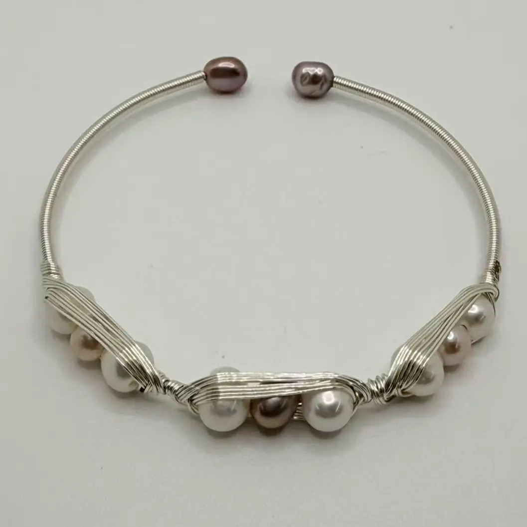 【Miko】Freshwater Pearl wire wrapping bangle
