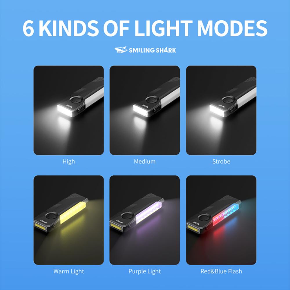 SmilingShark Compact Portable USB Rechargeable LED Flashlight - SD-5471, 650mAh, Small Form, Magnetic Base, 6 Modes, Type-C Charging, Outdoor Camping & Hiking Emergency Light, Portable Flashlight, Usb Rechargeable Flashlight SmilingShark Compact Portable USB Rechargeable LED Flashlight - SD-5471, 650mAh, Small Form, Magnetic Base, 6 Modes, Type-C Charging, Outdoor Camping & Hiking Emergency Light, Portable Flashlight, Usb Rechargeable Flashlight