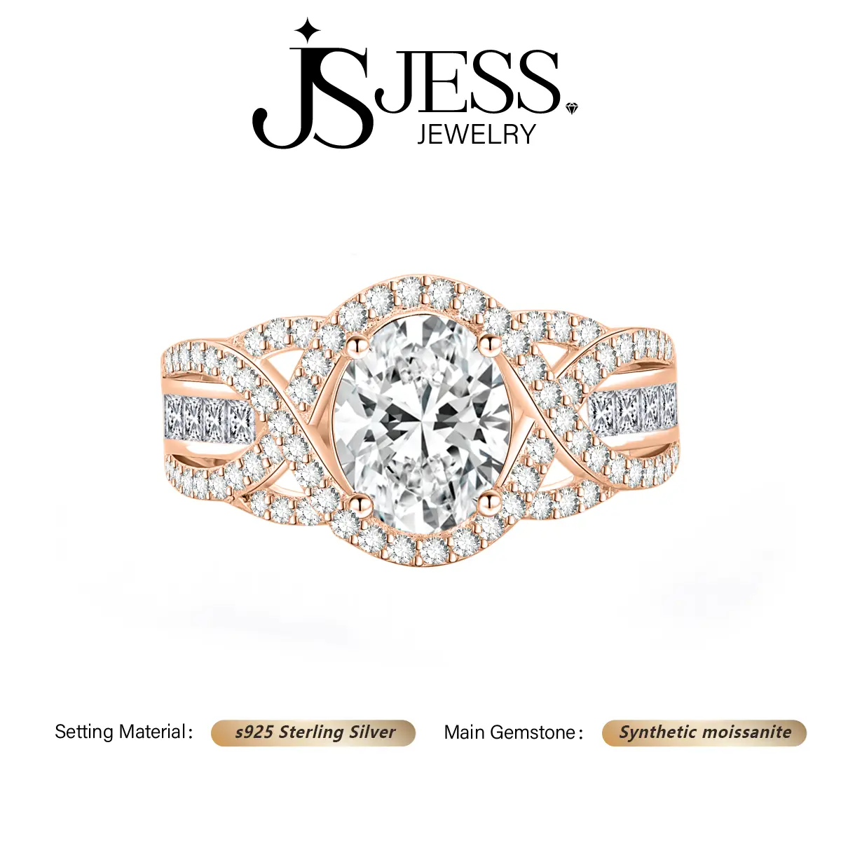 【#174】2ct Oval Cut Synthetic Moissantie Ring, 925 Sterling Silver Jewelry D Color VVS, Alternative Travel Ring for Women