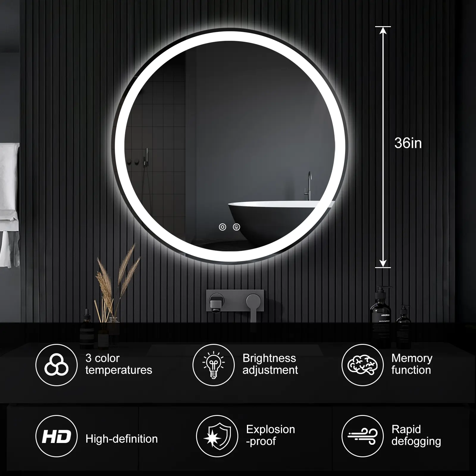 36" x 36"- Round-LED