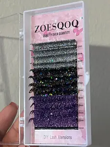 ZoesQOQ Glitter Individual Xtentions 8-22mm Length Curl Lightweight Multicolor Eyelashes ZoesQOQ Glitter Individual Xtentions 8-22mm Length Curl Lightweight Multicolor Eyelashes