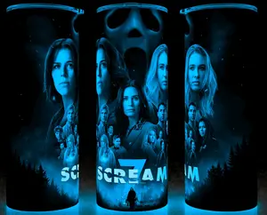 Glow in the Dark Scream 7 Ghostface Horror Movie Cup Mug Tumbler Cup 20oz Stainless Steel, Insulated, Durable, Reusable,  Perfect for Scary Movie Fans.