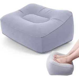 Inflatable Foot Rest for Airplane Travel & Office, Portable Leg Rest Pillow, Elevating Feet for Economy Flight, Home Desk, Car Use - Grey