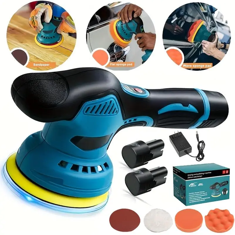 Cordless Car Buffer Polisher, 12V Lithium Battery (2 Pack), 8 Variable Speeds, Flexible Design, Reliable Power, Buff Shine, Multi-Surface, Scratch Removal, Polishing Power Tool for Car Detailing, Buff Shine Polishers, Multi-Surface Polishers
