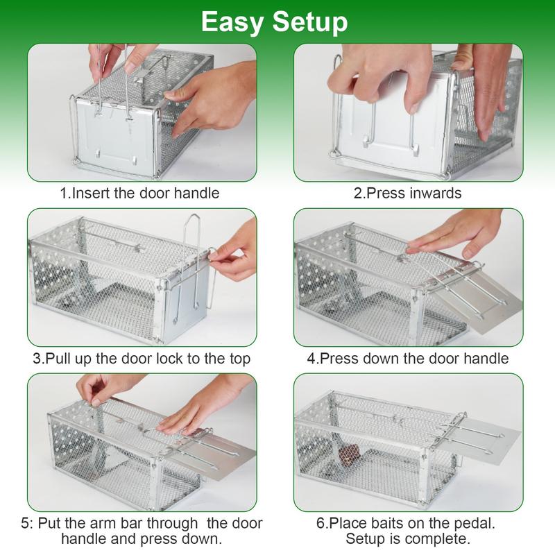 Stainless Steel Rodent Trap - High Sensitivity Pedal Auto-Locks Door, Humane Live Capture - Safe, Durable, Indoor/Outdoor Versatile Placement, Easy to Use