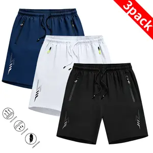 TOOTD Selected Men’s Shorts Set — men’s gym shorts with zipper, drawstring, elastic waistband; 3-piece set for easy replacement after sweating,summerwins