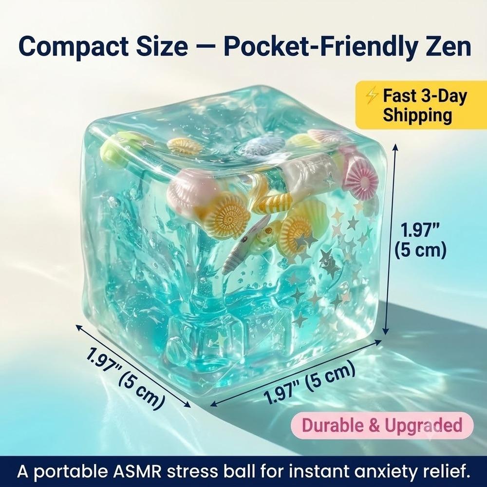 3pc Durable Ocean Shell Stress Toy, Tear-Resistant Sensory Squishy Cube, Dust-Proof Non-Sticky Squeeze Ball for Anxiety Relief, Individual Gift Box, Desk Decompression Toy