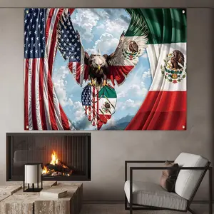 Mexico Flag Eagle Pattern Backdrop, 1 Count Mexican Flag Eagle Design Backdrop, Home Decor for Living Room Bedroom Garden, Room Decor, Home Decor