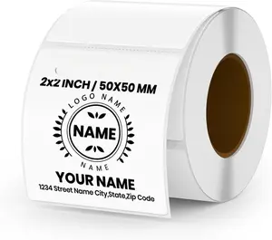 White Direct Thermal Labels Vinyl 2  2 Inch Self-Adhesive Square Stickers Roll  Printer  Name Tag for QR Code DIY Office Address 500 count