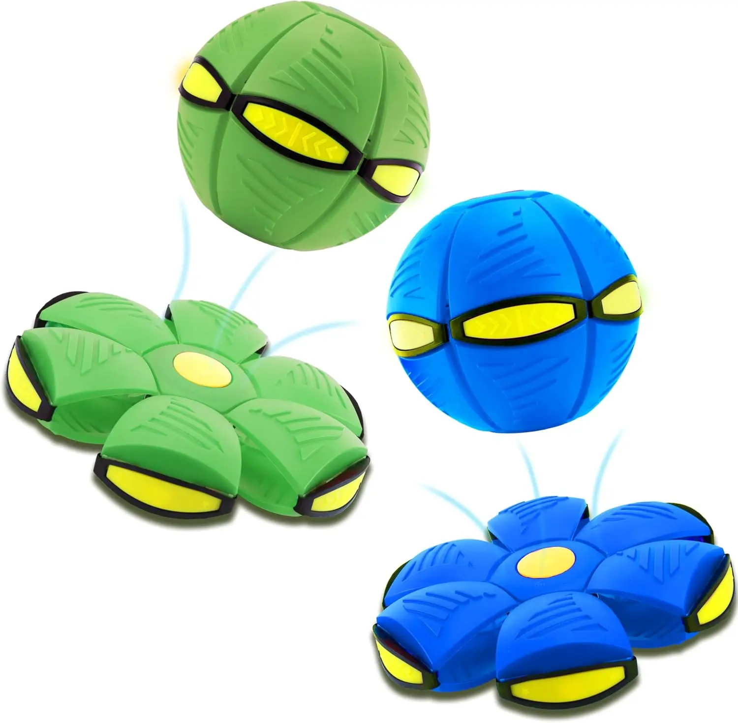 Magic Bouncy Ball Toy for Kids, 2-in-1 Transforming Flying Saucer with 6-Color LED Lights for Indoor & Outdoor Play