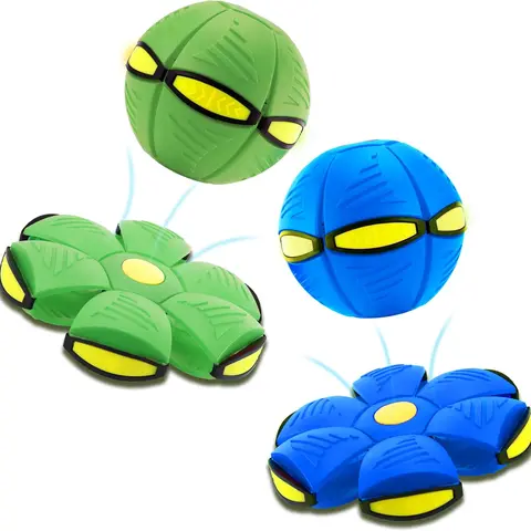 Magic Bouncy Ball Toy for Kids, 2-in-1 Transforming Flying Saucer with 6-Color LED Lights for Indoor & Outdoor Play
