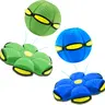 Magic Bouncy Ball Toy for Kids, 2-in-1 Transforming Flying Saucer with 6-Color LED Lights for Indoor & Outdoor Play