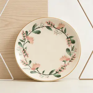 BOOVO HOME Ceramic Jewelry Tray, 6.3" x 5.9" Decorative Trinket Dish with Letter, White Surface, Small Organizer for Rings Earrings Necklaces Bracelets Watches Keys, Birthday Mother's Day Christmas Gift for Women