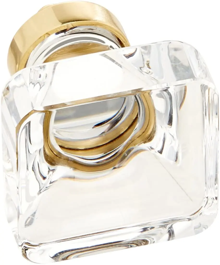 Emtek 86403US3 Screw-In Cabinet Knob, 1-3/8 in. Square, Bright Brass, Crystal, Lifetime Brass Finish