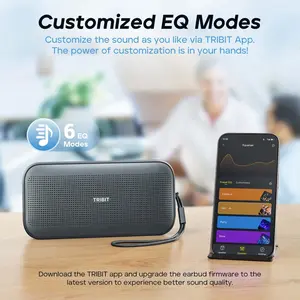 TRIBIT StormBox Flow Portable Bluetooth Speaker with IP67 Waterproof, 30H Playtime, TWS Pairing, Custom EQ, Wireless Speaker Audio