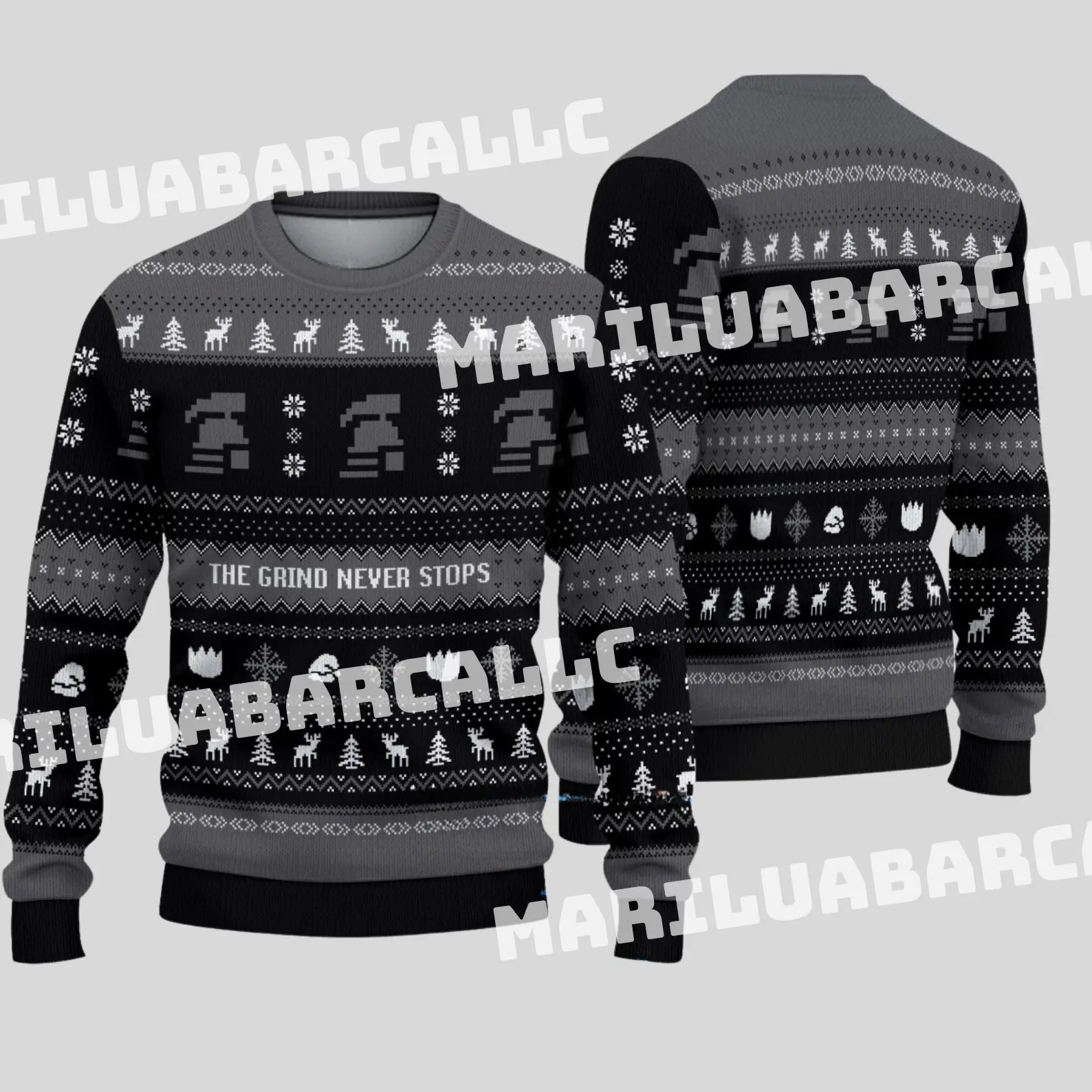 [ARRIVE AFTER CHRISTMAS] The Grind Never Stops Ugly Christmas Sweater, OSRS Festive Gaming Ugly Sweater, Retro Holiday Unisex Ugly Sweater