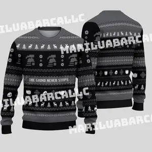 [ARRIVE AFTER CHRISTMAS] The Grind Never Stops Ugly Christmas Sweater, OSRS Festive Gaming Ugly Sweater, Retro Holiday Unisex Ugly Sweater