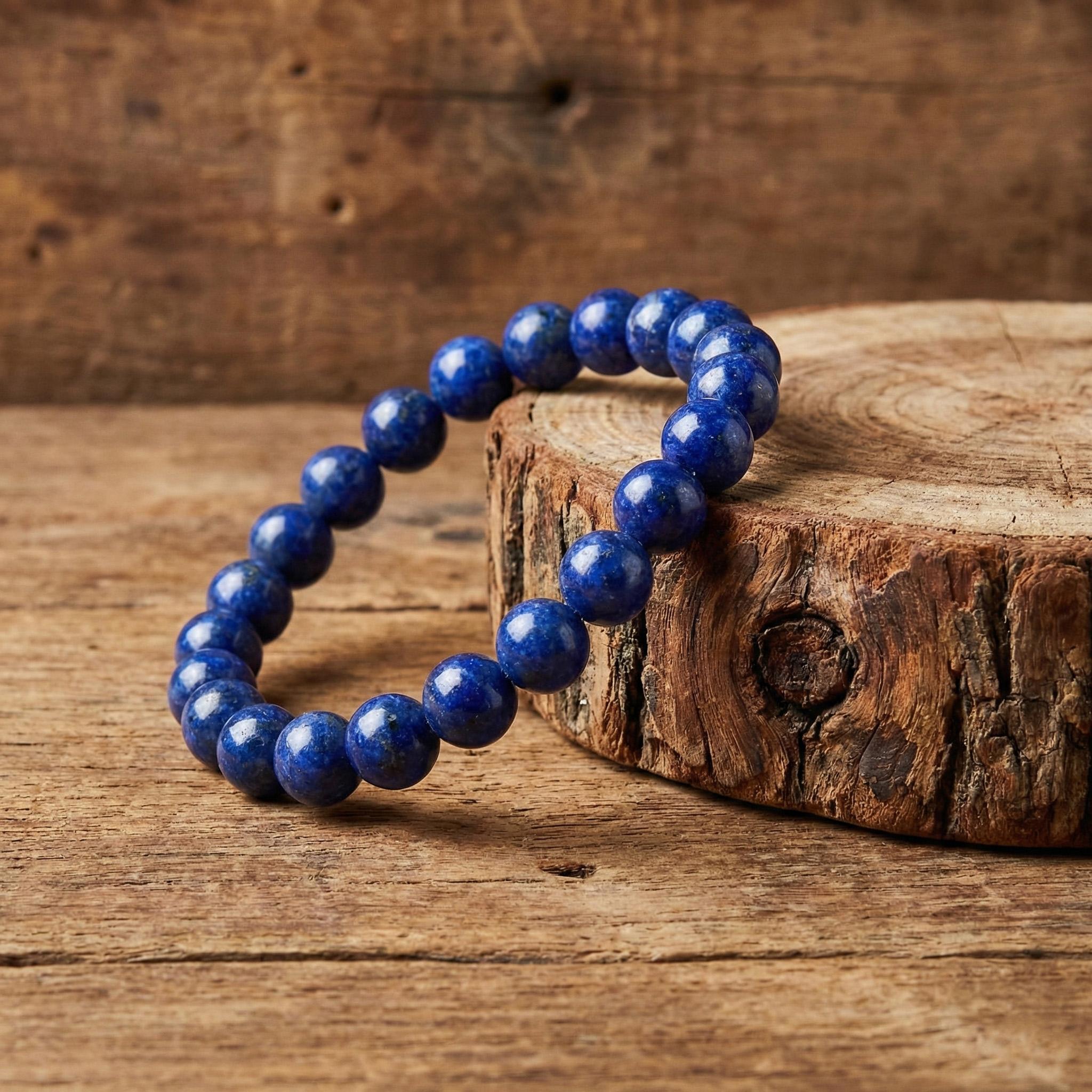 Blue Lapis Lazuli Stone Beaded 8mm Friendship Bracelets Gemstone Stretch Healing Bracelet for Men Women, Boho Style Perfect Gift for Daily Wear & Valentine's Day