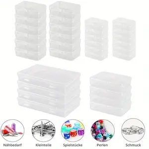 32 Piece Transparent Small Storage Box, with Lid 4 Different Sizes Storage Container, Suitable for Jewellery and Crafts Mini Storage Box