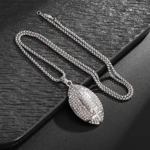 Zinc Alloy Rugby Funny Men Pendant Necklace Hip Hop Style American Football Metal Pendants Jewely Fashion Accessory