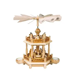 Richard Glaesser Two Tier Angels and Nativity Pyramid Christmas Decoration