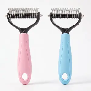 Cat comb， Pet Grooming Comb for Dogs & Cats | Rounded Ends Gentle Deshedding & Detangling Brush,pet hair removal tool