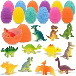 Easter Eggs with Dinosaur Toys Easter Basket Fillers Stuffers for 3-5 12pcs Easter Surprise Eggs with Dinosaur Figures Goodie Bag Stuffer Pinata Filler Classroom Prizes Party Favors
