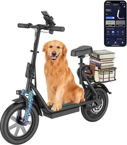 [AOPO] Electric Scooter with Seat, 500W Motor, 20MPH Top Speed, 20 Miles Range, Adults Electric Scooter with Large Storage Basket for Pets Dogs and Items ev Scooter