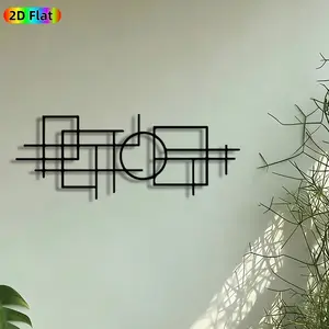 1pc Geometric Grid with Circle Metal Wall Art, Abstract Interlocking Shapes Statue Mural, Intricate Craftsmanship, Perfect for Housewarming, New Year Decor, Perfect for Living Room Office Studio Decor, Ideal Gift for Modern Art Enthusiasts.