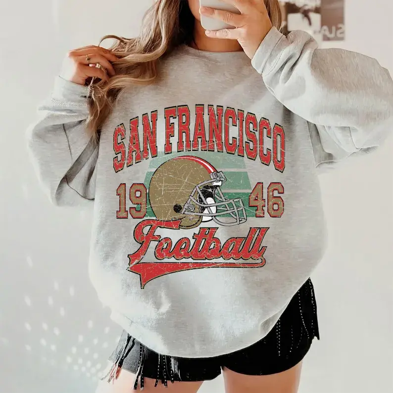 Vintage 90s Style San Francisco Football Sweatshirt, Game Day Shirt, San Francisco Team Football Shirt, Sunday San Francisco, San Francisco Football Hoodie, 49ers Fan Apparel