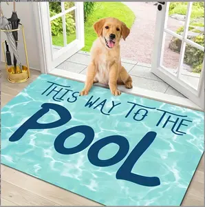 outdoor water absorbent odor resistant floor mat shoe rug Pool Side Welcome Floor Mat - Anti-Slip Flannel "Water Inlet Area" Design, Machine Washable Soft And Easy To Clean Indoor And Outdoor Door Mat, Suitable For Entrance Hall, Front Door, Bathroom, Kit