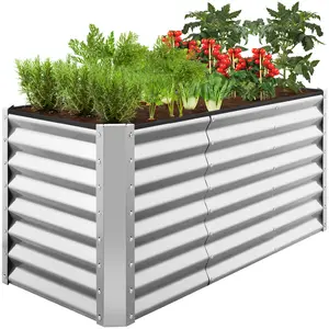 Best Choice Products 4x2x2ft Outdoor Metal Raised Garden Bed, Planter Box for Vegetables, Flowers