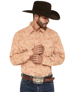 Ely Walker Men's Men'S Paisley Print Long Sleeve Pearl Snap Western Shirt - 2027128-Go