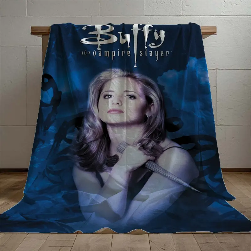Buffy the Vampire Slayer 1-Piece Digital Print Flannel Throw Blanket - Flannel Texture, Soft Polyester, All-Season Warm, Mystical Indoor Decor - Home Travel Use, Ideal Fan Gift