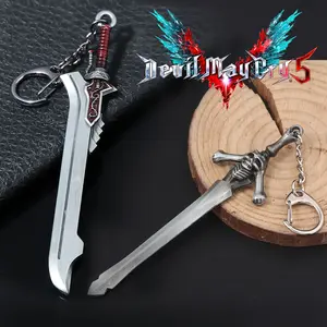Devil May Cry 5 Nero Transformation EX Crimson Queen Great Sword Keychain Dante Rebellion Blade Weapon Metal Pendant Craft