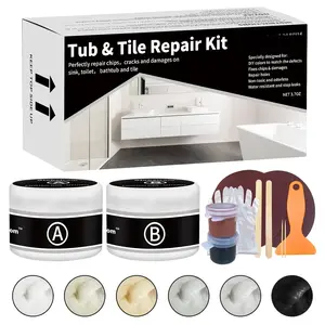 Tub and Fiberglass Shower Repair Kit (Color Match), 3.7oz Porcelain Repair Kit, Porcelain Sink and  Bathtub Repair Kit White for Cracks Chips  Holes Almond/Biscuit/