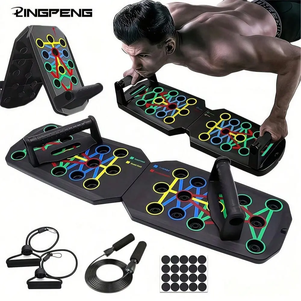 Portable Push Up Board, Portable Exercise, 1 Set Foldable Pushup Stand, Multifunctional Push-Up Stand, Home Gym Strength Training Equipment for Chest, Abdomen, Arm, Back, Home Fitness Equipment, Abdominal Muscle Board, Push Up Stands