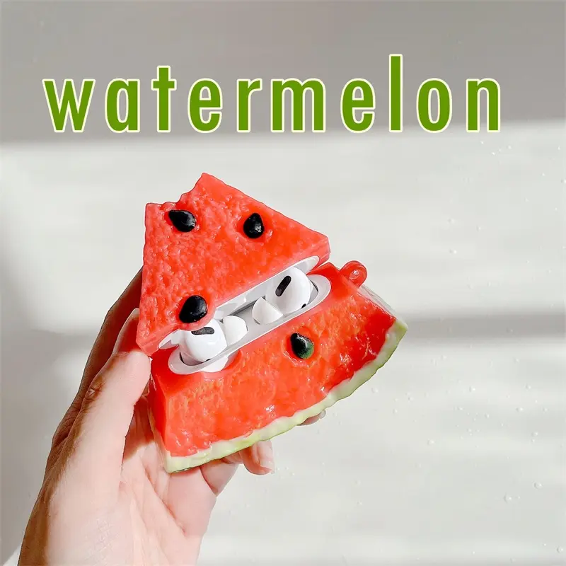 1 piece watermelon-shaped earphone case, durable and shockproof silicone earphone case, Apple wireless Bluetooth earphone case, compatible with AirPods 1/2/3/4/pro/pro2/pro3