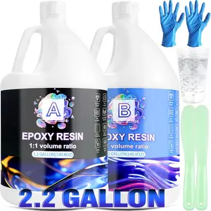 Epoxy  2.2 Gallon Kit, Clear  Epoxy,  Kit - High-Gloss,No Bubbles,Not Yellowing,Self-Leveling Art  Casting  for DIY Art,Crafts,,Table Top, & Molds