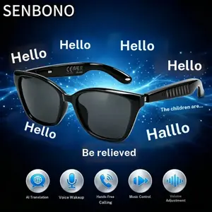 Senbono Ai Glasses, Music Playback, Voice Assistant, Remote Photography, Ai Translation, Multilingual translation, remote camera shooting，Smart Wearable Device for Daily Use