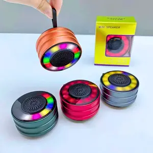Universal Portable Wireless Speaker with RGB Lights, Mini Round Shape, Micro SD Card Slot, USB-C Charging, for Music Streaming