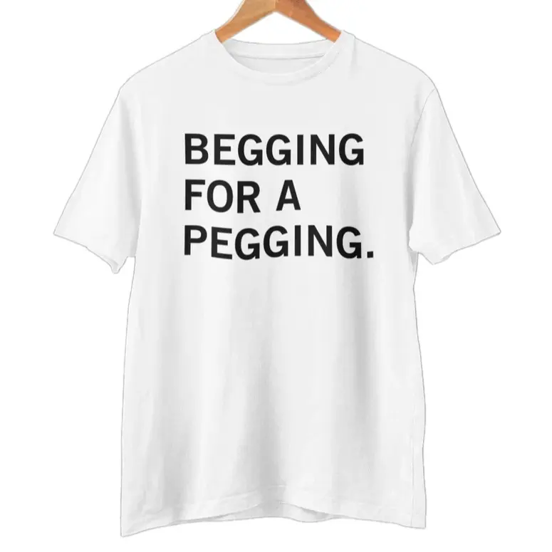 Begging For A Pegging Funny Shirt Unhinged T-shirt, Inappropriate Gifts Unethical Raunchy Offensive Tshirts, Shitpost Gag Tshirt, Unisex Cotton Tee