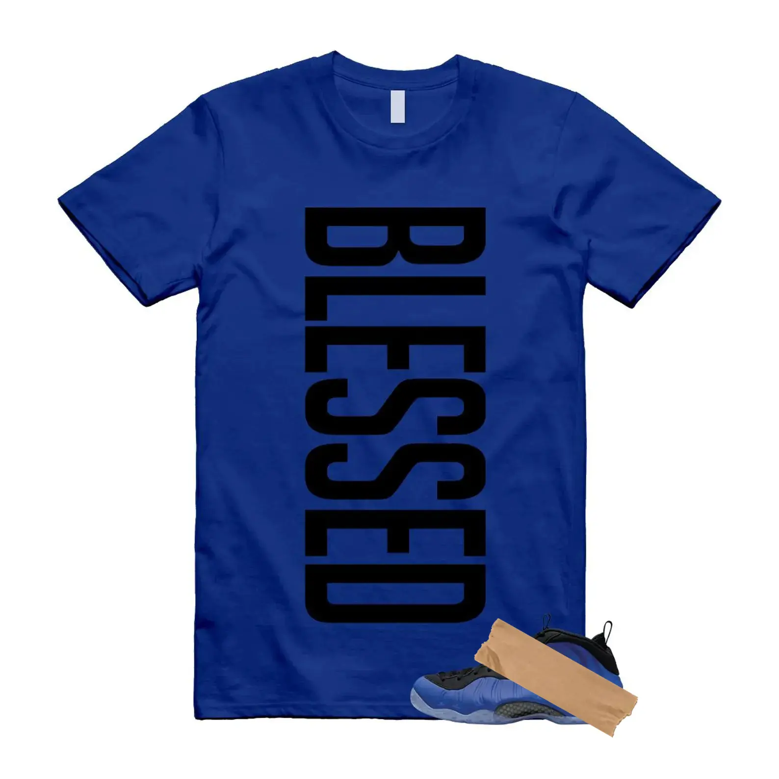 Foamposite Deep Royal Blue Black Matching Shirt, BLESSED Graphic Tee, Rap HipHop Unisex T-Shirt, Gift For Women and Men, Best Gift