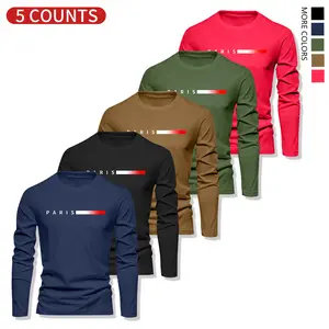 Men's autumn and winter leisure, letter printing, suitable printing long-sleeved middle-neck bottoming shirt, suitable for casual going out, walking, sports, golf, daily activities