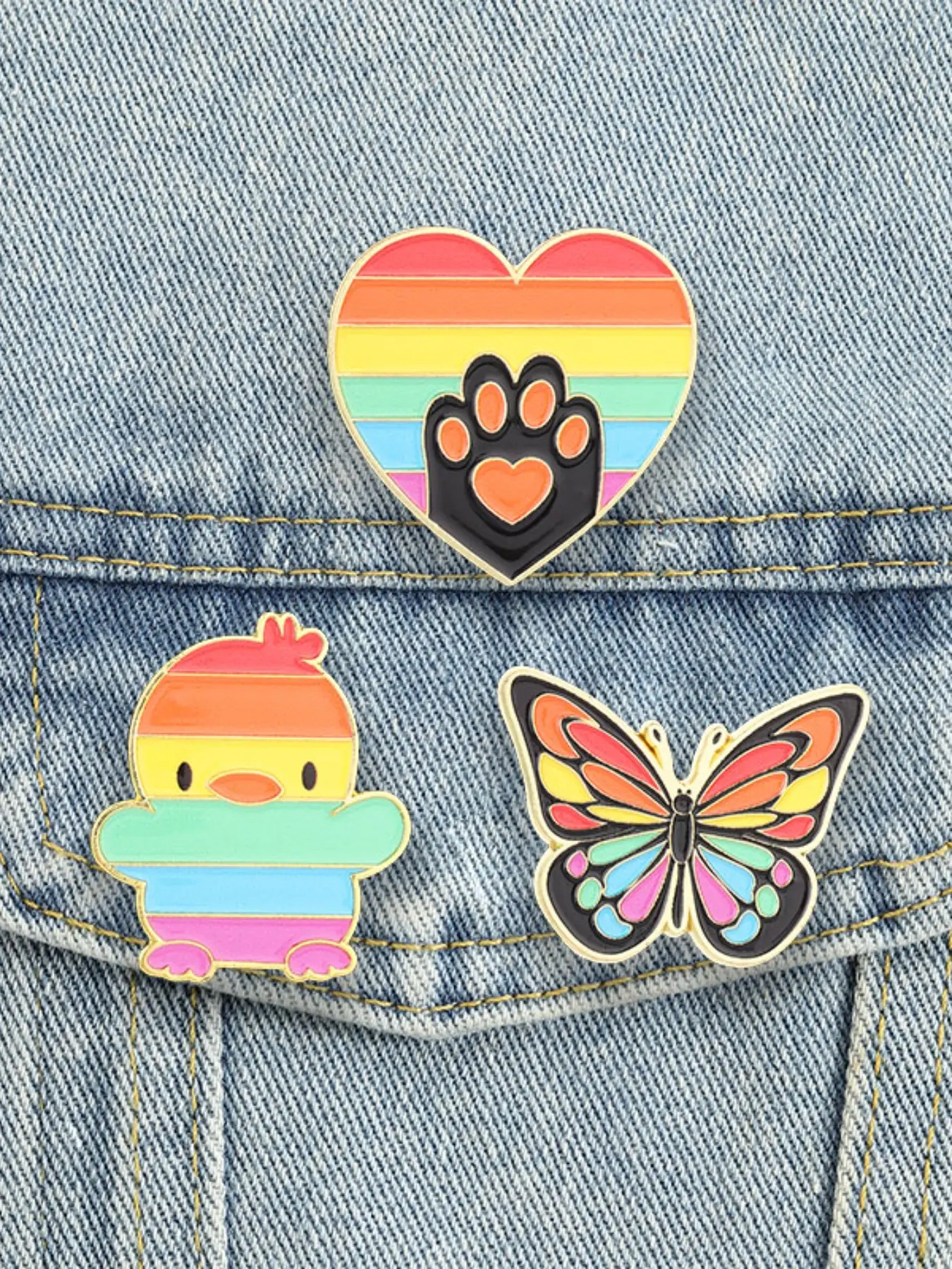 3 Piece Lgbtq Rainbow Pride Brooch Set, Cute Animal Pins, Alloy Lapel Patches, Fashion Accessories for All Seasons, Casual Style