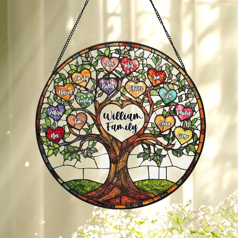Custom Suncatcher Personalized Name Gift Family Tree Acrylic Suncatcher