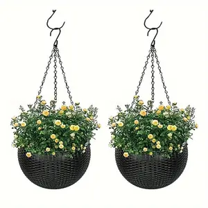 Hanging Plant Pot, Weaving Pot, Hanging Flower Pots, 1 Count Self-watering Hanging Planter with Rattan Design, Easy Drain Plug for Efficient Watering, Ideal for Indoor & Outdoor Home & Office Spaces, Garden Pot, Swinging Planter