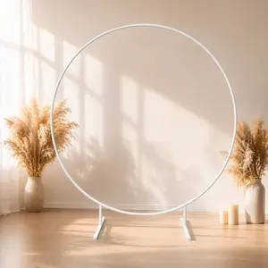 6.7FT Round Wedding Arch White Metal Circle Backdrop Stand, Balloon Garland Hoop, Wedding Ceremony Arch, Party Event Decor Frame